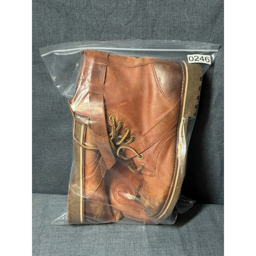 Polo Ralph Lauren Maurice Leather Buckle Boots Mens 8.5D Brown Combat Distressed - Picture 16 of 16